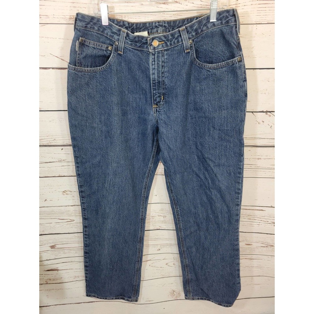 Carhartt Women's Workwear Jeans Blue Denim Straight Leg Mid Rise Size 16x30